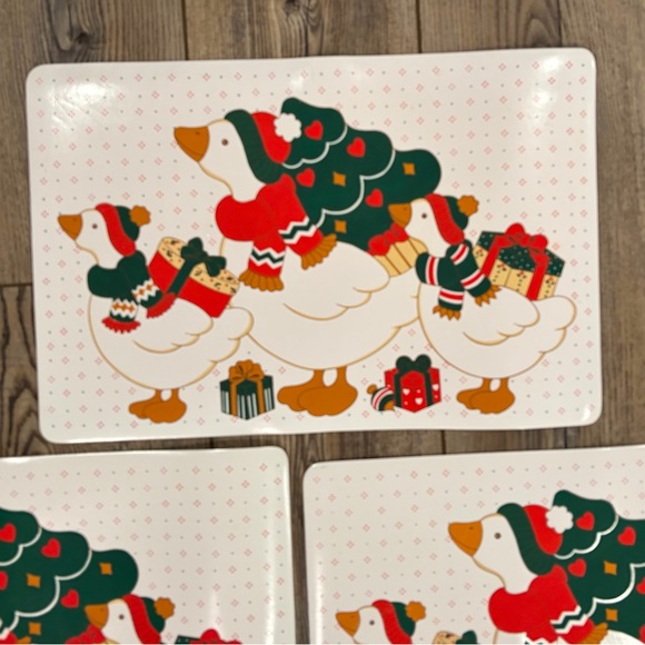 Vintage Christmas Goose Placemats Set of 5 Retro Holiday Country Geese Decor - Picture 5 of 8